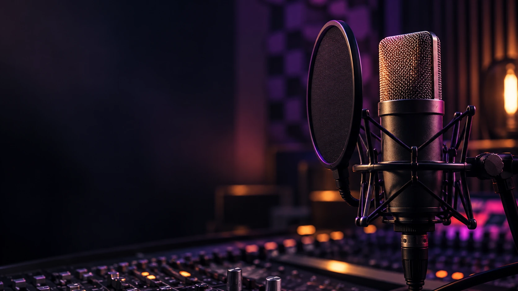 Illustrative microphone and audio recording console